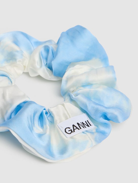 GANNI: Printed viscose scrunchie - Powder Blue - women_1 | Luisa Via Roma