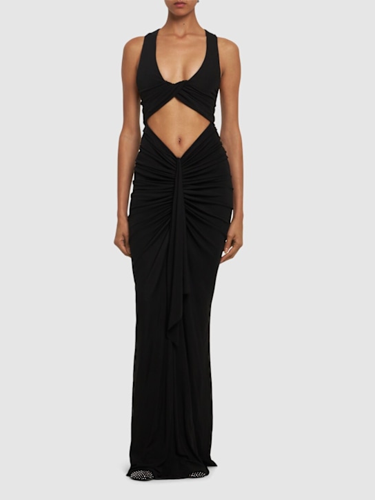 Christopher Esber: Vivenda draped front cutout long dress - Black - women_1 | Luisa Via Roma