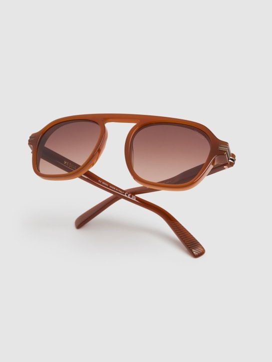 Zegna: Aurora II acetate sunglasses - Brown - men_1 | Luisa Via Roma