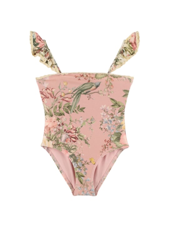 Zimmermann: Floral print Lycra one piece swimsuit - Pink/Multi - kids-girls_0 | Luisa Via Roma