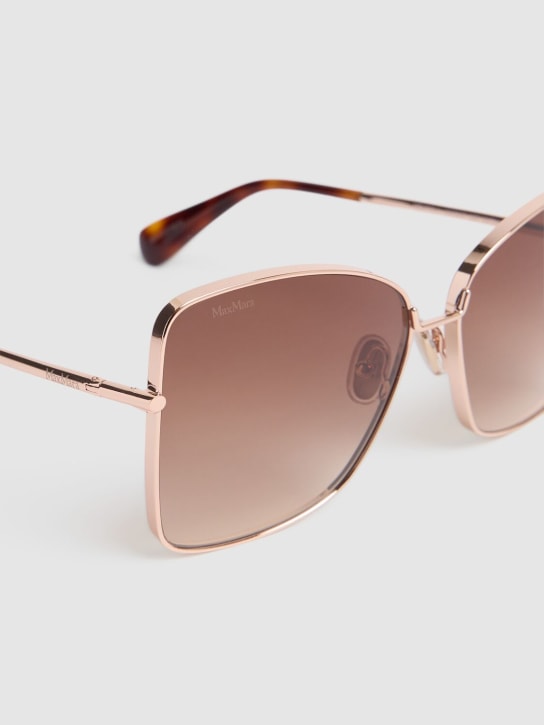 Max Mara: Menton squared metal sunglasses - Rosegold/Brown - women_1 | Luisa Via Roma