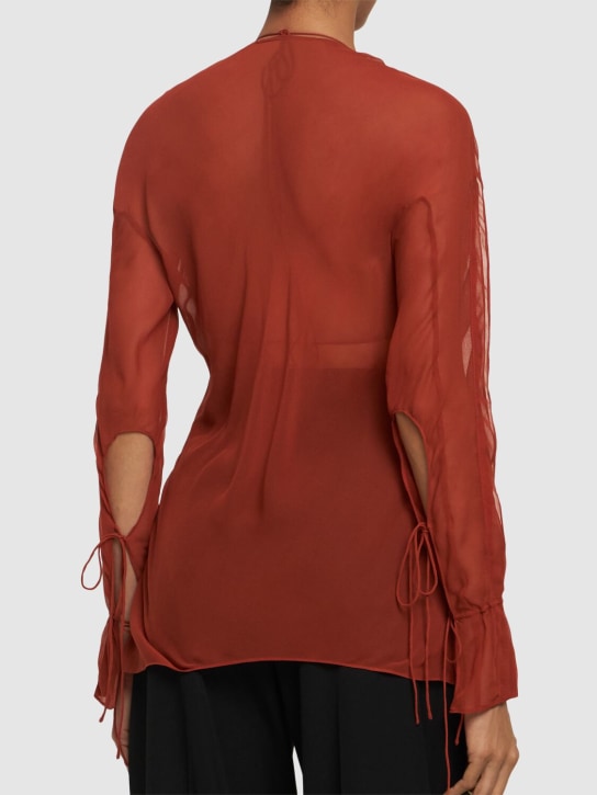 Christopher Esber: Floating sheer long sleeve shirt - Brown - women_2 | Luisa Via Roma