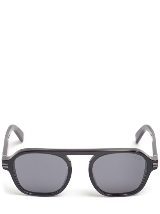 Zegna: Aurora II acetate polarized sunglasses - Black/Grey - men_0 | Luisa Via Roma