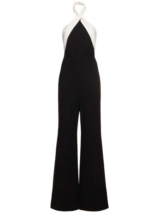 Roland Mouret: Tuta in cady con allacciatura al collo - Nero/Bianco - women_0 | Luisa Via Roma