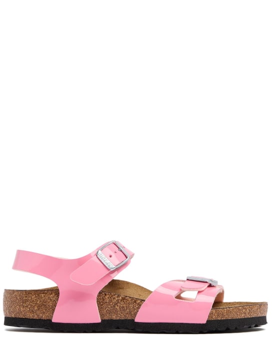 BIRKENSTOCK: Patent Rio faux leather sandals - Pink - kids-girls_0 | Luisa Via Roma