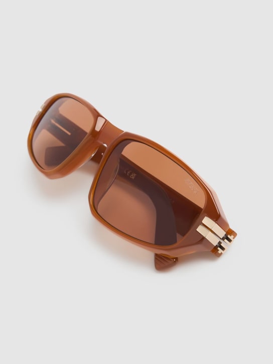 Zegna: Squared sunglasses w/ lanyard - Brown - men_1 | Luisa Via Roma