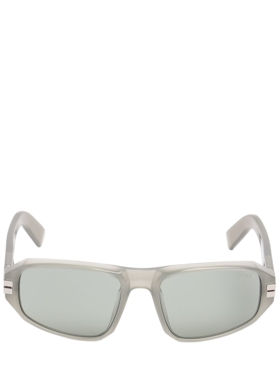 Zegna: Squared sunglasses - Grey/Green - men_0 | Luisa Via Roma