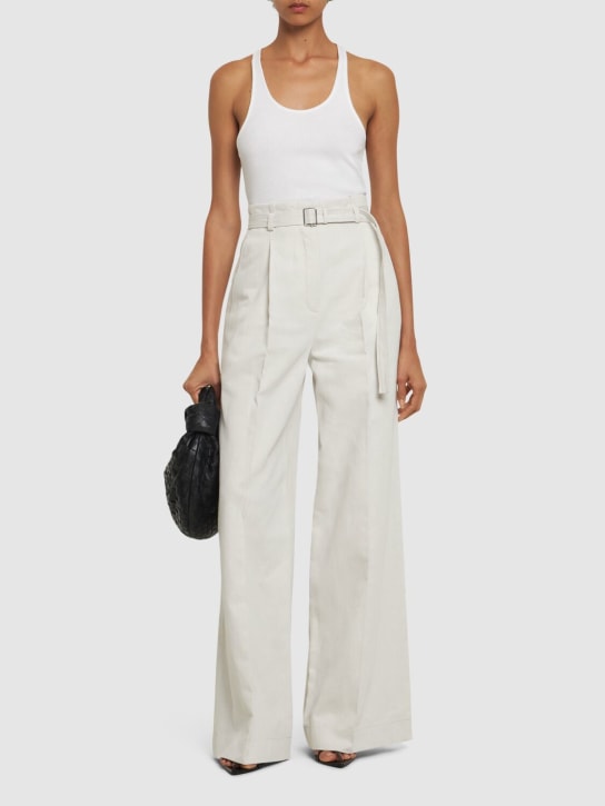 Proenza Schouler: Dana tailored cotton & linen pants - White - women_1 | Luisa Via Roma