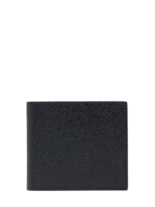 Thom Browne: Pebbled leather wallet - Siyah - men_0 | Luisa Via Roma