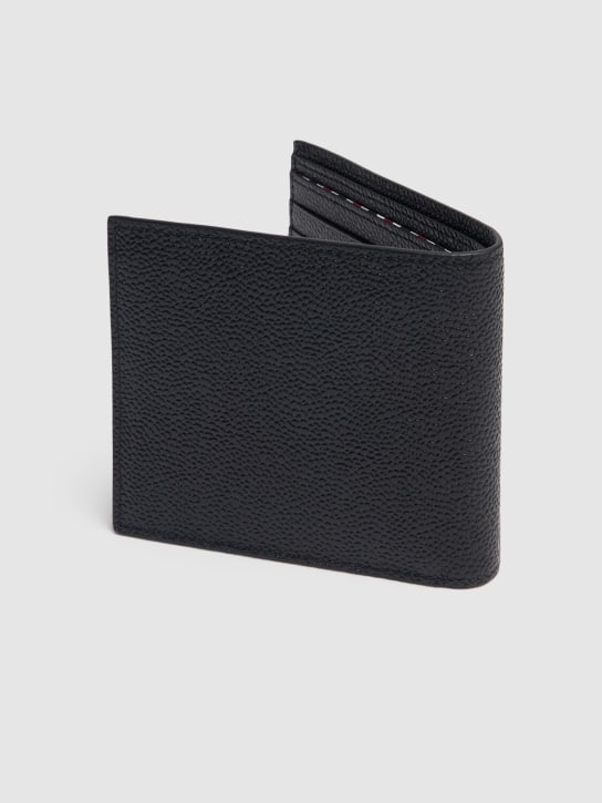 Thom Browne: Pebbled leather wallet - Black - men_1 | Luisa Via Roma