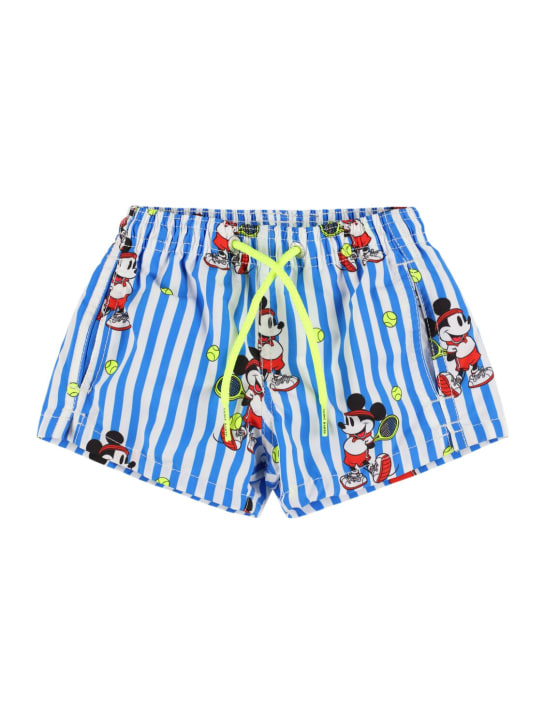 Mc2 Saint Barth: Shorts mare Mickey in nylon stampato - Blu/Multi - kids-boys_0 | Luisa Via Roma