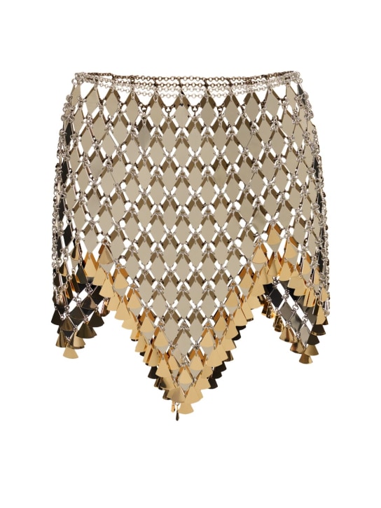 Rabanne: Geometric sequined mini skirt - Gümüş - women_0 | Luisa Via Roma