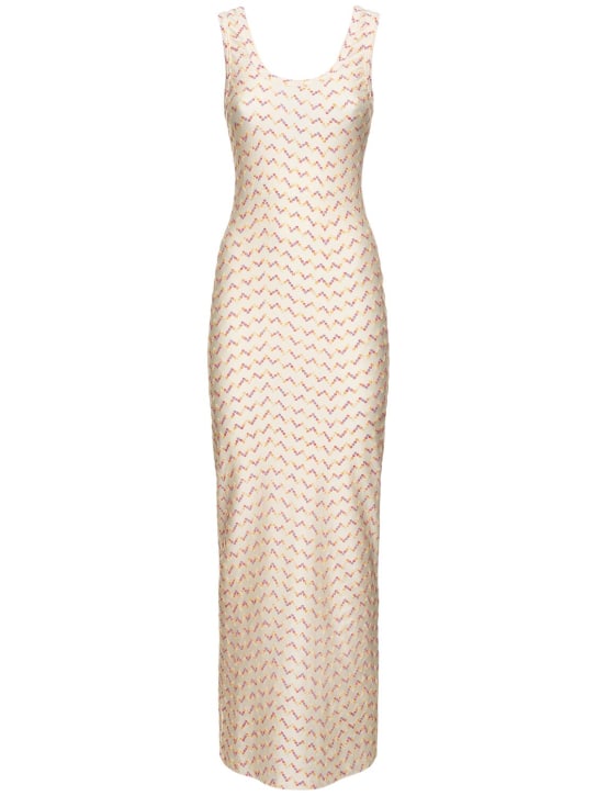 Missoni: Sangallo lycra sleeveless long dress - Beyaz - women_0 | Luisa Via Roma