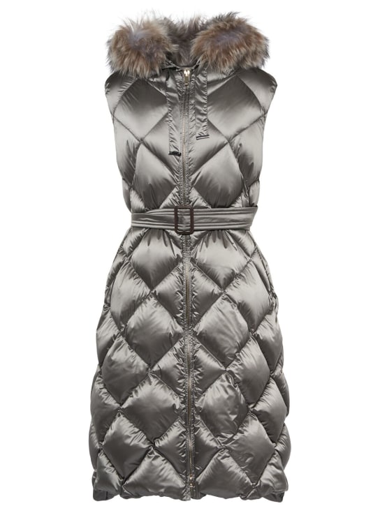Max Mara: Tregil waterproof quilted long down vest - women_0 | Luisa Via Roma