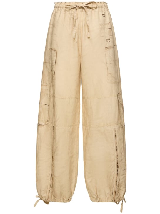 Acne Studios: Wide linen & cotton cargo pants - women_0 | Luisa Via Roma