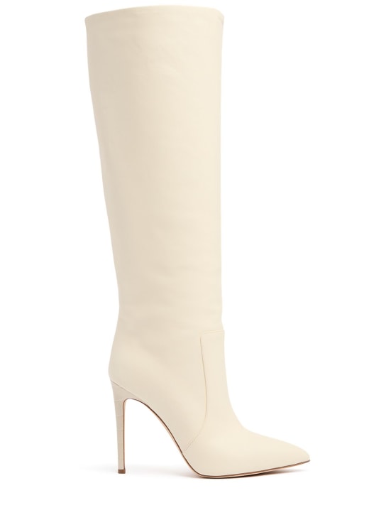 Paris Texas: 105mm Leather tall boots - Cream - women_0 | Luisa Via Roma
