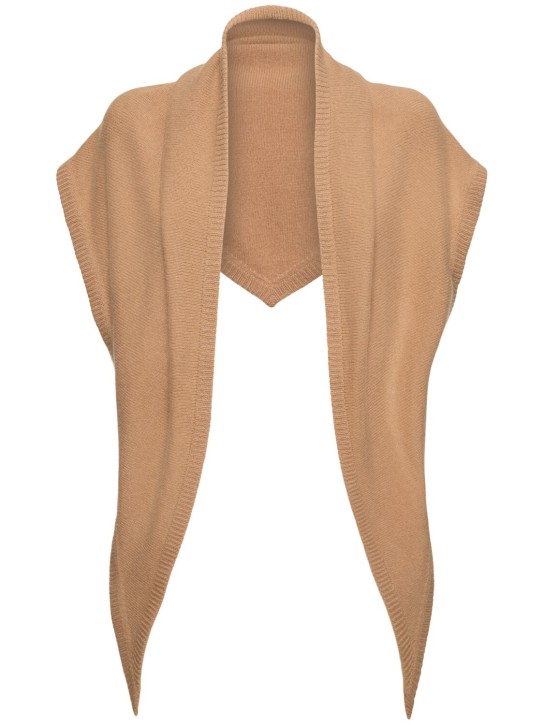 Toteme: Triangle wool & cashmere scarf - Camel - women_0 | Luisa Via Roma