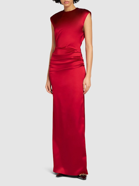 Max Mara: Vestito lungo Rea in raso - Rosso - women_1 | Luisa Via Roma