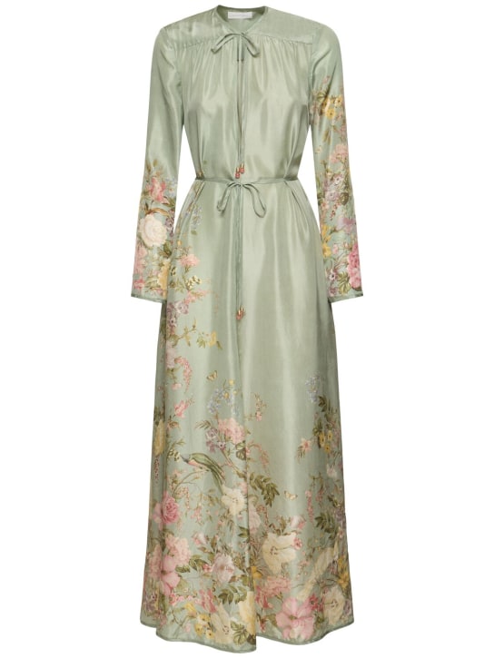 Zimmermann: Waverly printed linen billow maxi dress - Sage/Multi - women_0 | Luisa Via Roma