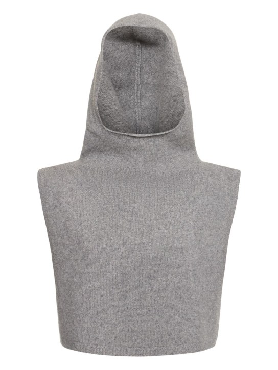 Toteme: Sweat-shirt en laine et cachemire à capuche - Gris Mélangé - women_0 | Luisa Via Roma