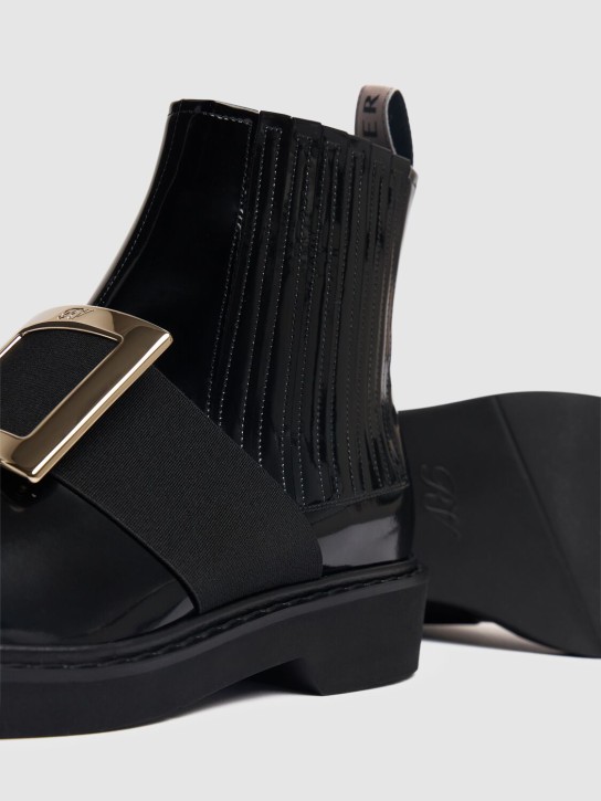 Roger Vivier: 30mm Viv Rangers leather Chelsea boots - Black - women_3 | Luisa Via Roma