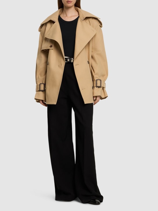 Wardrobe.nyc: Cropped cotton trench coat - Khaki - women_1 | Luisa Via Roma