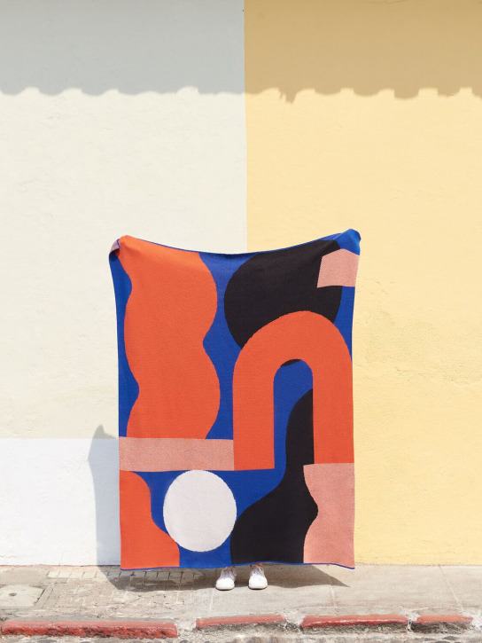 Slowdown Studio: Bebo cotton blend knit blanket - Multicolor - ecraft_1 | Luisa Via Roma