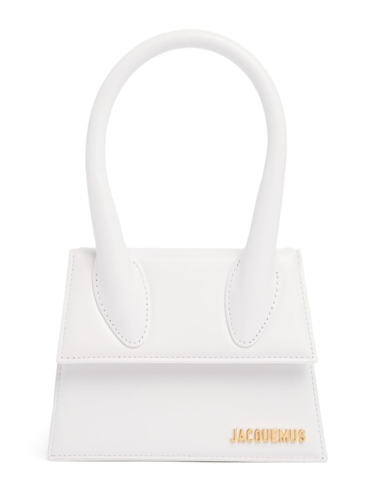 Jacquemus: Le Chiquito Moyen leather bag - Beyaz - women_0 | Luisa Via Roma