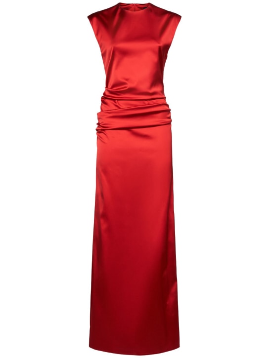 Max Mara: Langes Kleid aus Satin „Rea“ - Rot - women_0 | Luisa Via Roma