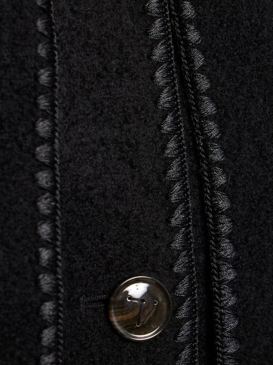 Toteme: Embroidered scarf wool blend long coat - Black - women_4 | Luisa Via Roma
