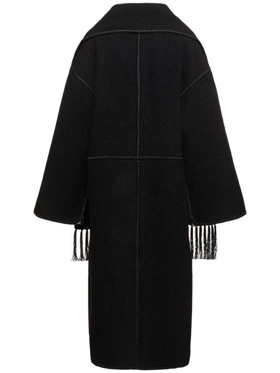 Toteme: Embroidered scarf wool blend long coat - Black - women_5 | Luisa Via Roma