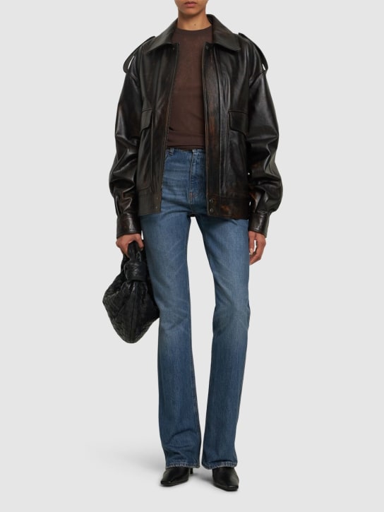 MANOKHI: Devin leather jacket - Brown - women_1 | Luisa Via Roma