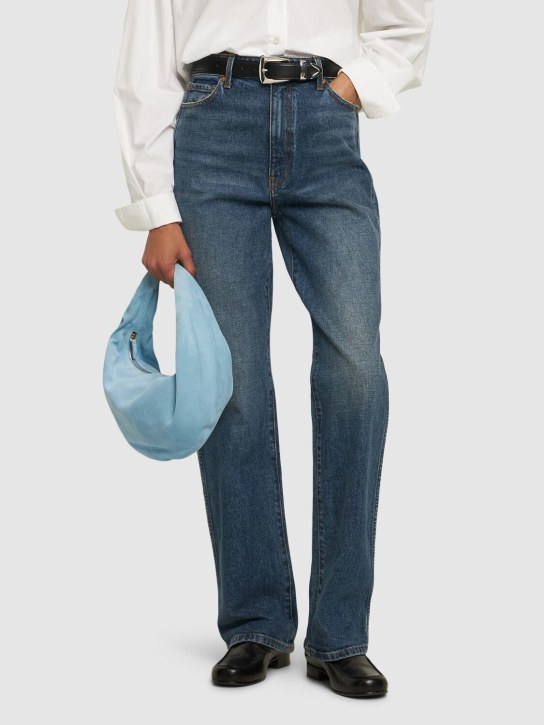 Khaite: Medium Olivia leather hobo bag - Light Blue - women_1 | Luisa Via Roma