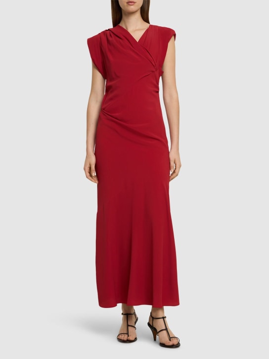 Isabel Marant: Kidena acetate & silk midi dress - Kırmızı - women_1 | Luisa Via Roma