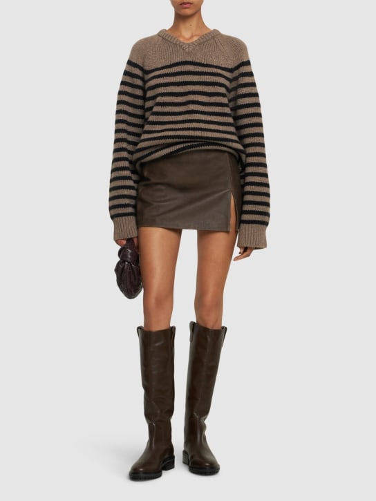 MANOKHI: Deline leather mini skirt - Kahverengi - women_1 | Luisa Via Roma