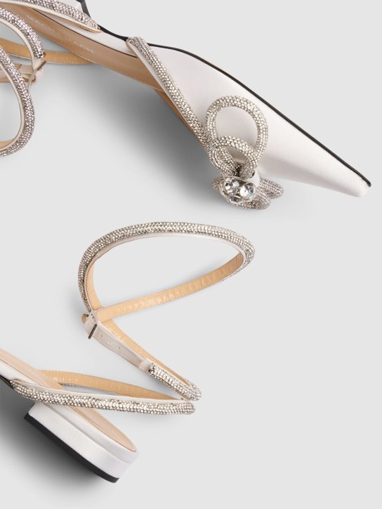 Mach & Mach: 10mm Double Bow satin flats - White - women_4 | Luisa Via Roma