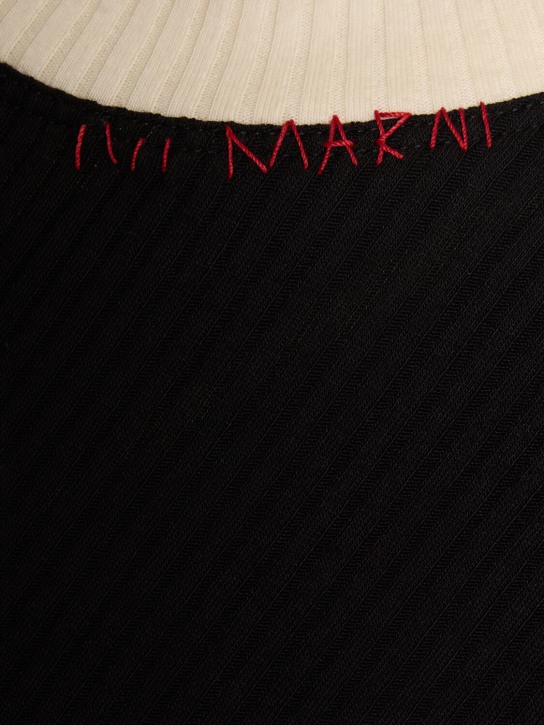 Marni: Ribbed jersey short sleeve t-shirt - women_3 | Luisa Via Roma