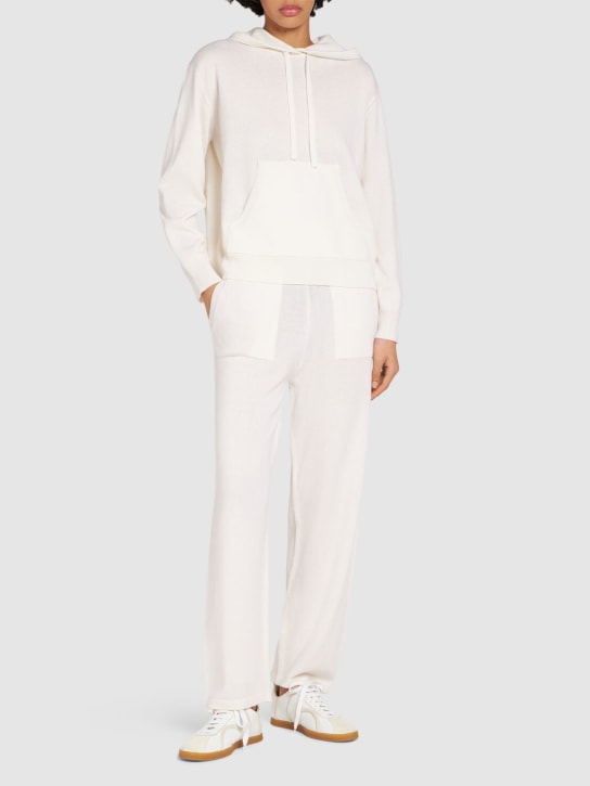 Max Mara: Ghiro wool & cashmere knitted pants - Beyaz - women_1 | Luisa Via Roma