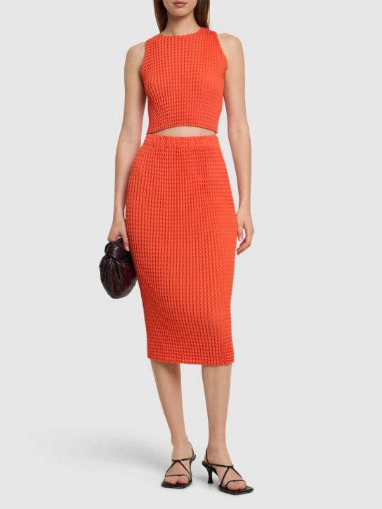ISSEY MIYAKE: Pleated cotton blend skirt - 오렌지 - women_1 | Luisa Via Roma