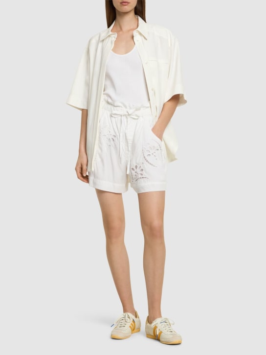 Isabel Marant: Hidea embroidered poplin shorts - White - women_1 | Luisa Via Roma
