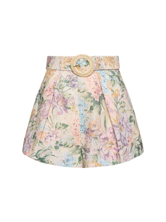 Zimmermann: Halliday printed linen tuck shorts - Pink/Multi - women_0 | Luisa Via Roma