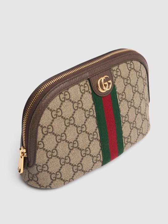 Gucci: Ophidia GG Supreme化妆包 - 米黄色/乌木色 - women_1 | Luisa Via Roma