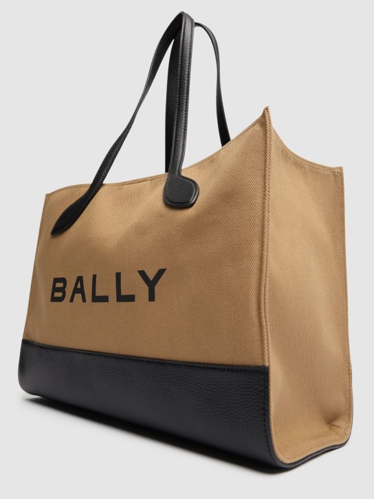 Bally: Ew Bar Keep On organic cotton blend bag - Sand/Black - women_1 | Luisa Via Roma