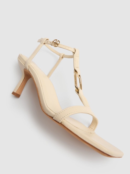 ANINE BING: 65mm Kiera leather sandals - Ivory - women_1 | Luisa Via Roma