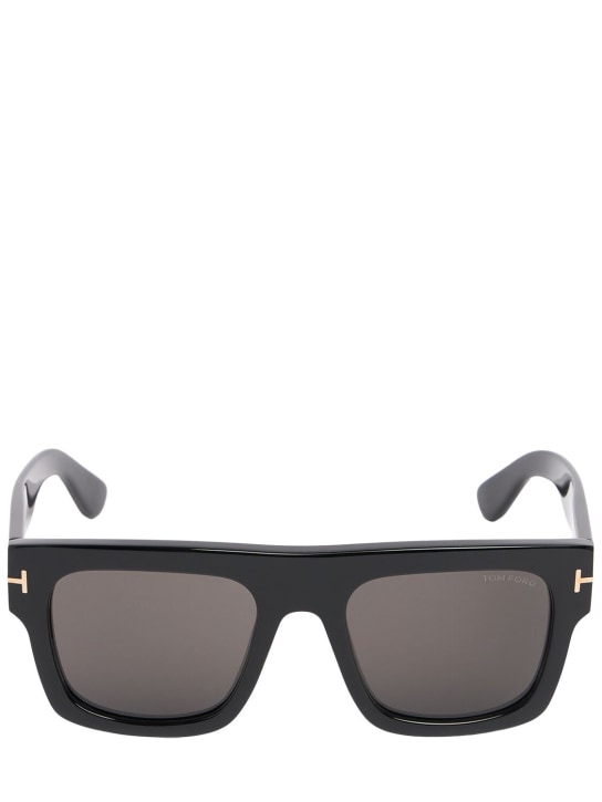 Tom Ford: Fausto squared acetate sunglasses - Black/Smoke - women_0 | Luisa Via Roma