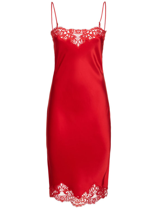 Stella McCartney: Iconic lace midi dress - Kırmızı - women_0 | Luisa Via Roma