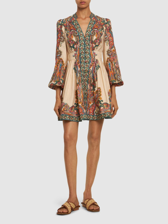 Zimmermann: Ottie linen printed mini dress - Multicolor - women_1 | Luisa Via Roma