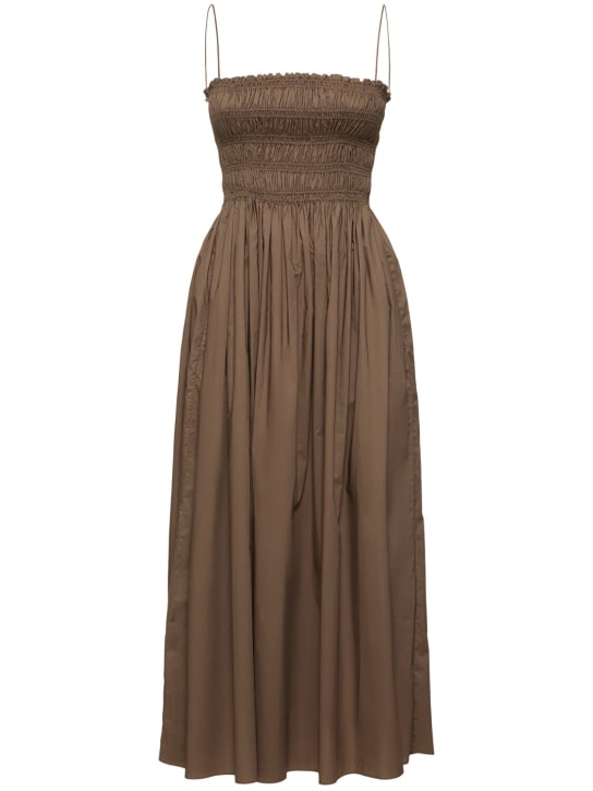 Matteau: Organic cotton poplin maxi dress - Brown - women_0 | Luisa Via Roma
