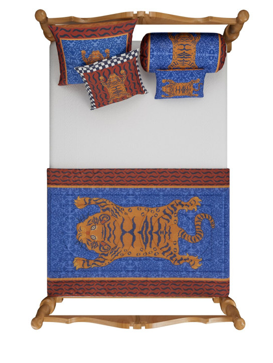 LISA CORTI: Tibetan Tiger Junior绗缝毯子 - 蓝色 - ecraft_1 | Luisa Via Roma