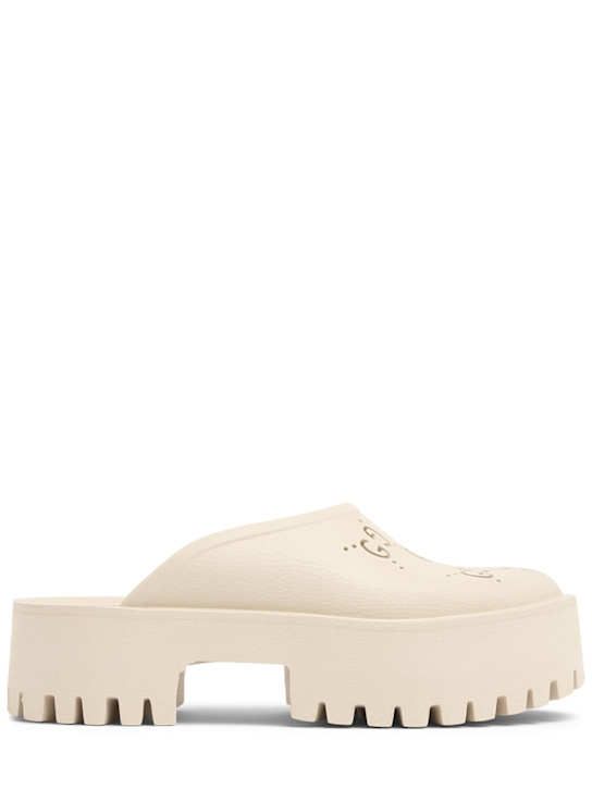 Gucci: 55mm Elea perforated G platform sandals - Ivory - women_0 | Luisa Via Roma